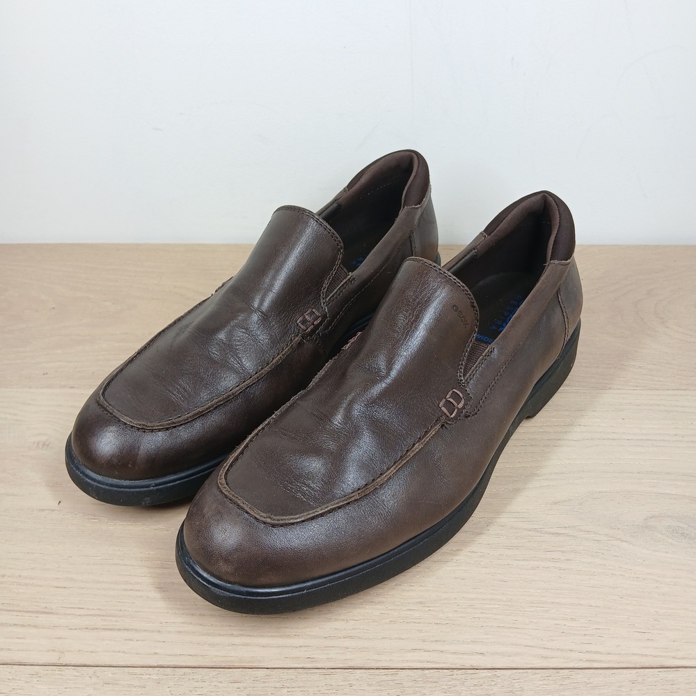 Geox Loafers Mens 11 Brown Leather Respira Comfort Slip On Casual Walking